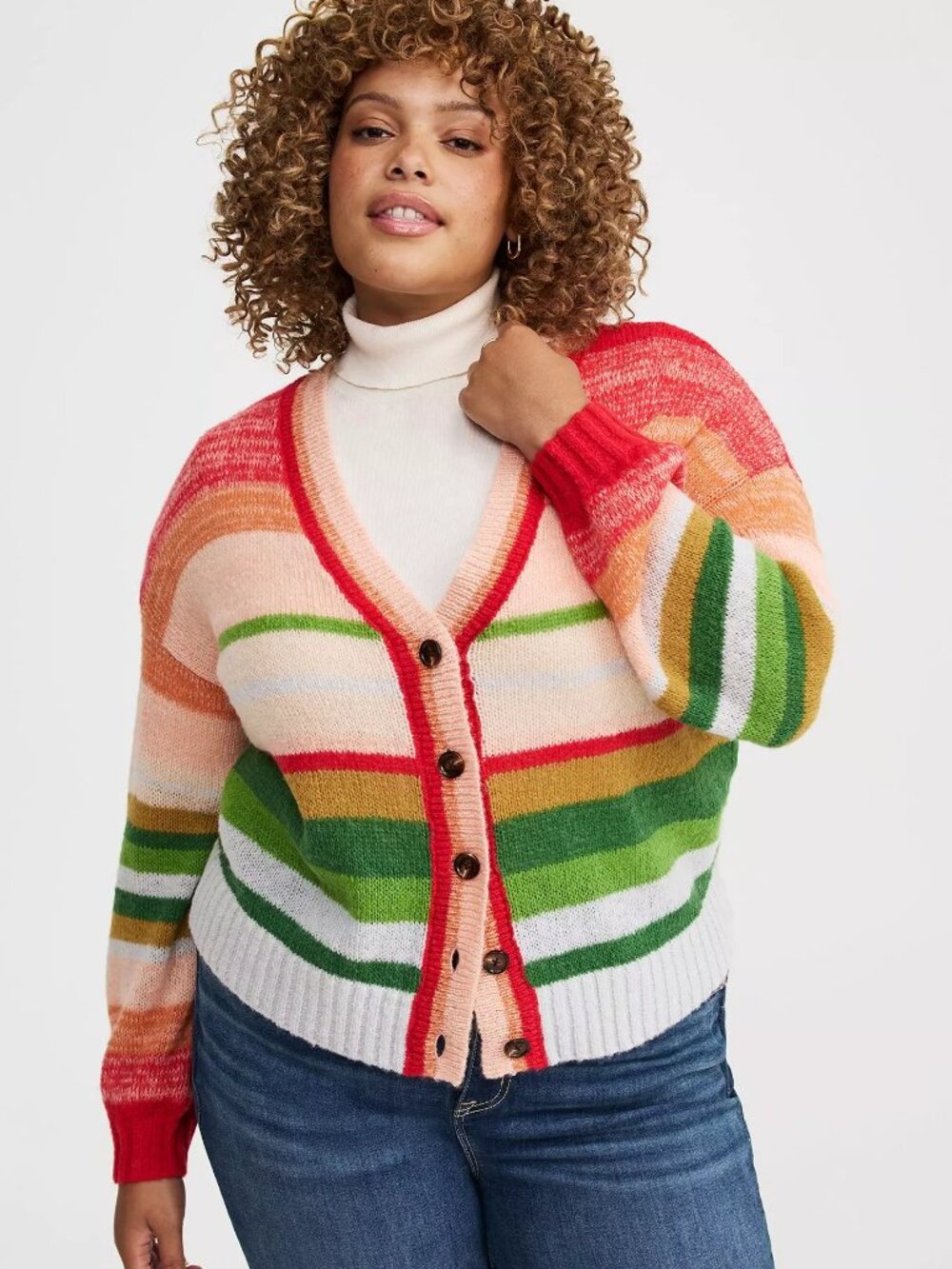 Torrid Lollipop Stripe Drop Shoulder Textured Cardigan in Size 1 (14/16)